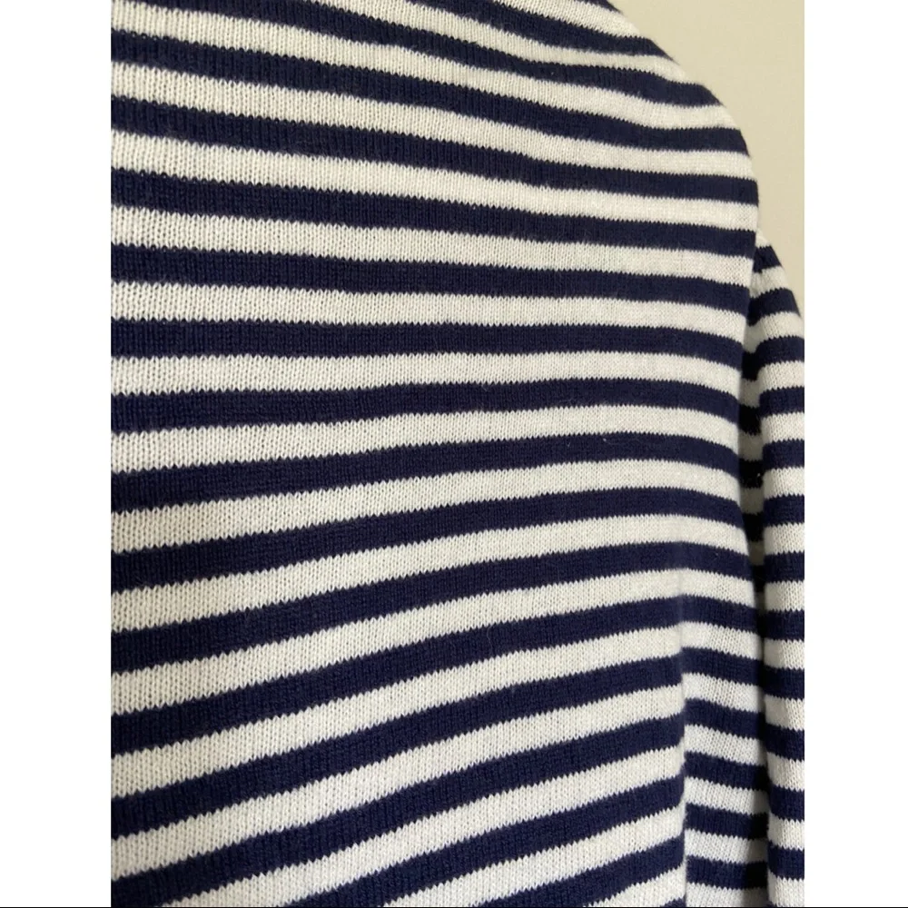 Gap Striped Cardigan Navy Blue White Neon Accent Size L Preppy - Picture 2 of 4